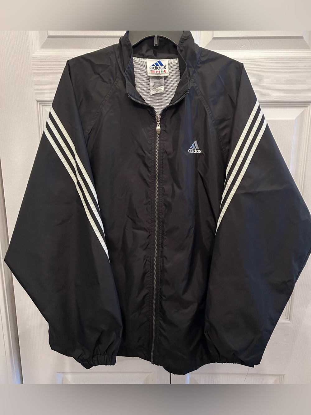 Adidas Vintage Y2K Black Nylon Full-zip Windbreaker - Size L